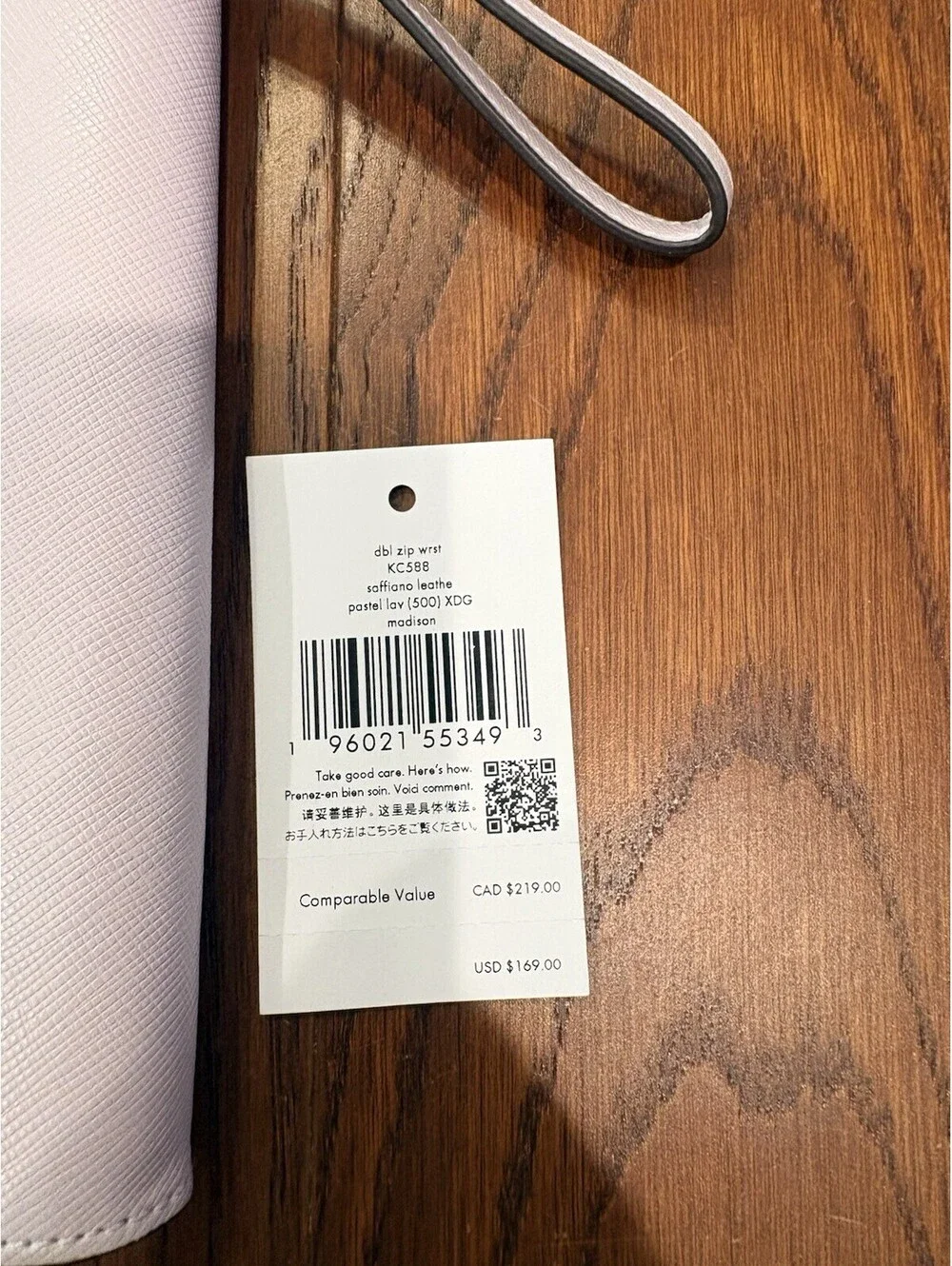 Kate Spade Madison Saffiano Double Zip Wristlet Polished Pastel Lavender NWT